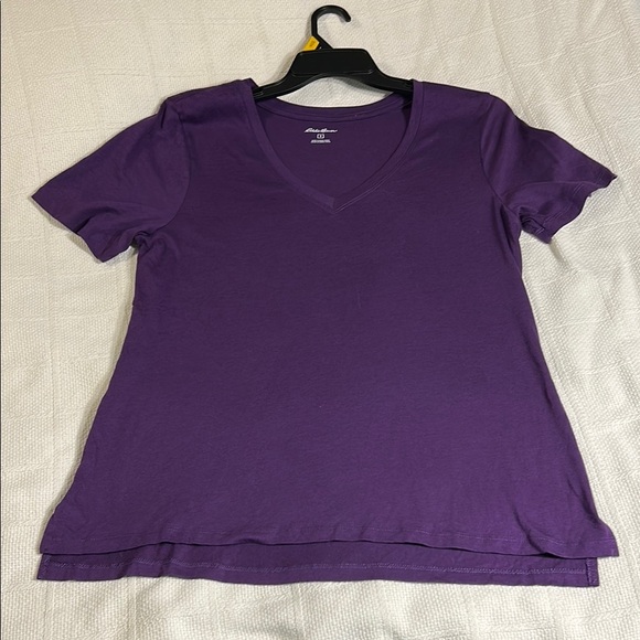 Eddie Bauer Purple V-Neck Women's Short Sleeve Top With High Low Hem - Picture 1 of 6